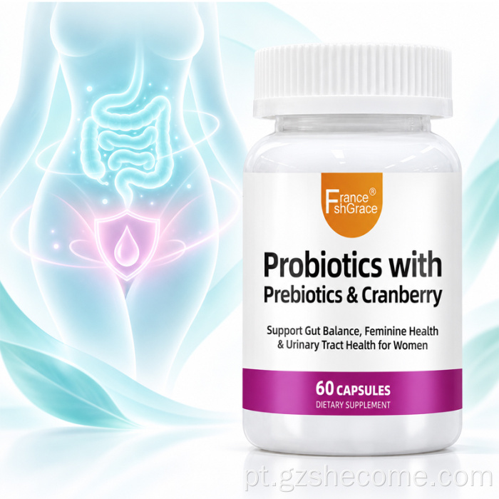 Shecome Probiótico Prebiótico Cápsulas de Cranberry Saúde da Mulher
